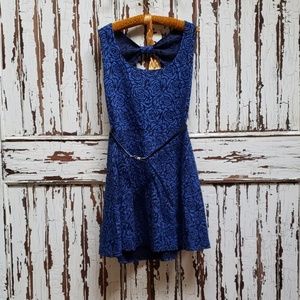 Royal blue rose backless dress